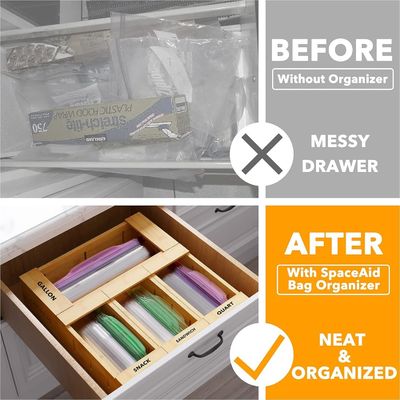 Custom Logo TIMBER Bamboo Storage Organizer for Variety Size Bags Silk-Screen Printed