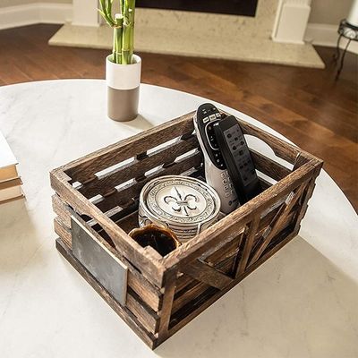 Vintage Home Garden Stacking Wooden Crates Rustic Finish Brown Nesting Boxes
