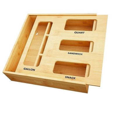 Keep Your Kitchen Drawer Neat and Tidy with our Popular 4-Slot Bamboo Bag Storage Box