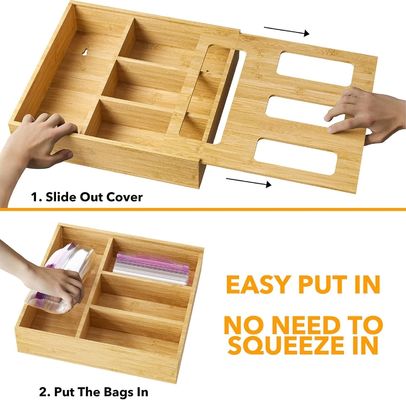 Keep Your Kitchen Drawer Neat and Tidy with our Popular 4-Slot Bamboo Bag Storage Box