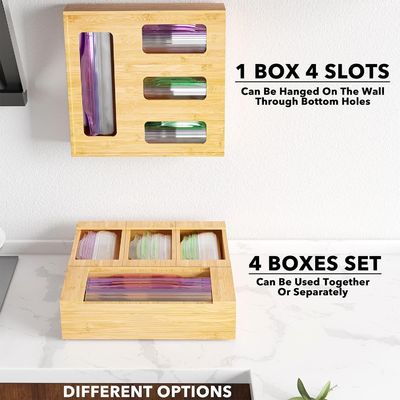 Keep Your Kitchen Drawer Neat and Tidy with our Popular 4-Slot Bamboo Bag Storage Box