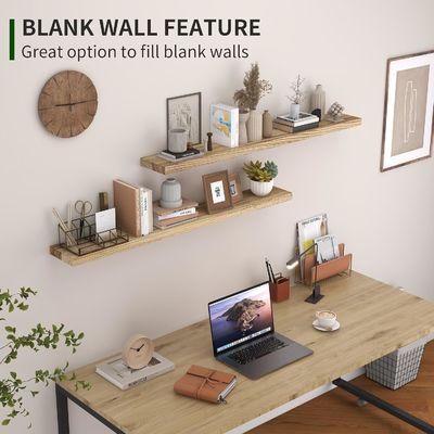 48 Inch Wall Shelf Set of 2 Rustic Wood Shelves for Wall Storage in Bathroom Display