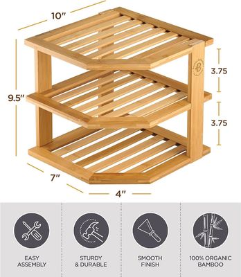 Wooden Kitchen Plate Shelf Organizer for Cabinet Space Saving Wooden Corner Organizer