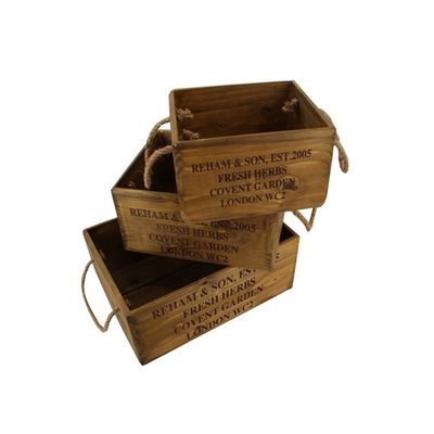 Customizable 30*24.5*15 cm Vintage Unfinished Pine Wooden Crate Box with Laser Engrave