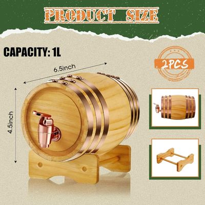 Whiskey Barrel Cocktail Dispenser for Vintage Spirits and Liquors