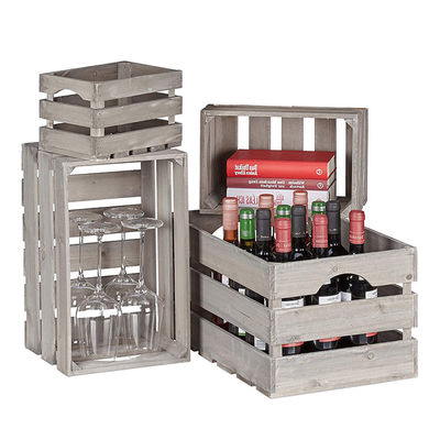 Custom Capacity Vintage Wood Crates for Home Decoration Folk Art Style