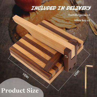 10 Inch Square Wood Flour Tortilla Press for Homemade Taco and More Custom Logo Acceptable