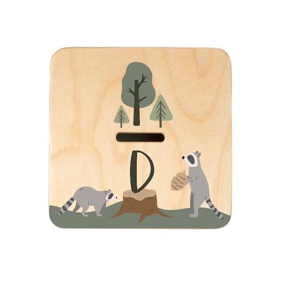 Wooden Piggy Bank in Plain Color with Customizable Woodland Animals Design