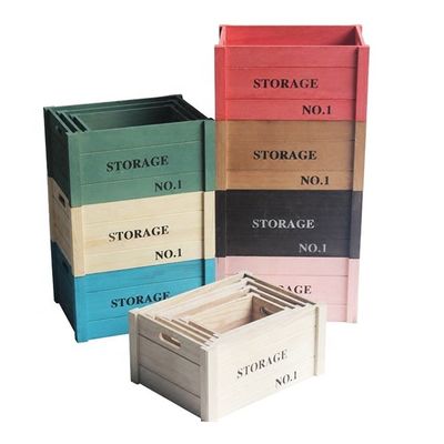 Wooden Towel Nesting Crates Rustic Small Pine Wood Crates for Rustic Home Display