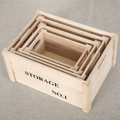 Wooden Towel Nesting Crates Rustic Small Pine Wood Crates for Rustic Home Display