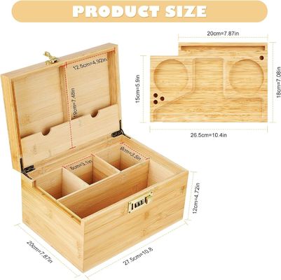 Plain Wooden Box with Removable Tray and Combination Lock Custom Smell Proof Storage