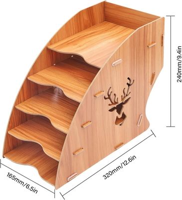 Wooden Desktop Paper Storage File Rack 5-Layer Slot Tray For Solid Wood Invoice Banknote