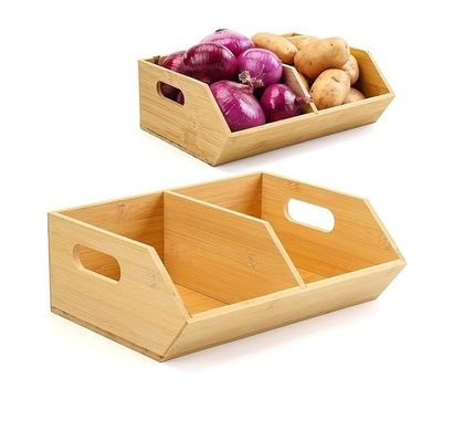 Environmental 2 Set Bamboo Storage Bins Organizers for Kitchen Countertop Organization