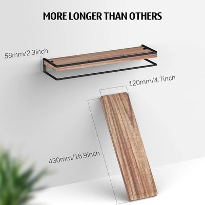 Modern Set Of 2 Rustic Floating Shelves Wall Mounted Bedroom Storage With Wood Design