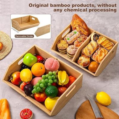 Environmental 2 Set Bamboo Storage Bins Organizers for Kitchen Countertop Organization