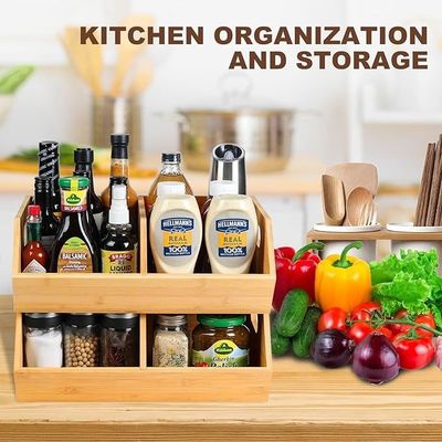 Environmental 2 Set Bamboo Storage Bins Organizers for Kitchen Countertop Organization