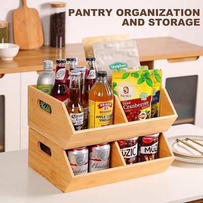 Environmental 2 Set Bamboo Storage Bins Organizers for Kitchen Countertop Organization