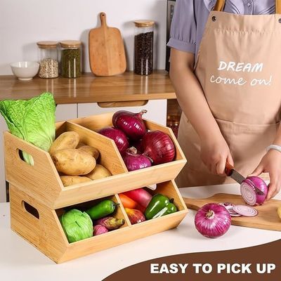 Environmental 2 Set Bamboo Storage Bins Organizers for Kitchen Countertop Organization