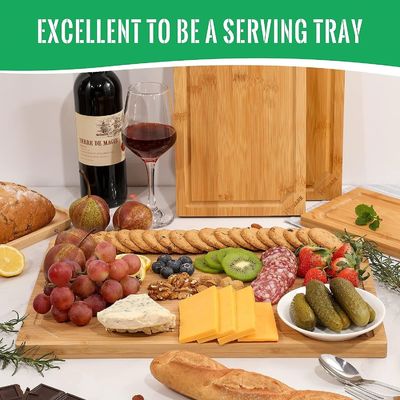 18x12 Inch Organic Bamboo Pre Oiled Cutting Board with Juice Groove Extra Large Size