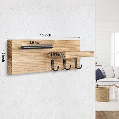 Multifunction Wooden Key Hanger with Shelf and Hooks A Space-Saving Solution