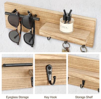 Multifunction Wooden Key Hanger with Shelf and Hooks A Space-Saving Solution