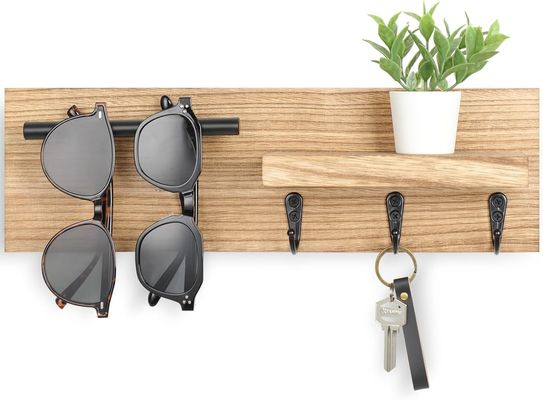 Multifunction Wooden Key Hanger with Shelf and Hooks A Space-Saving Solution