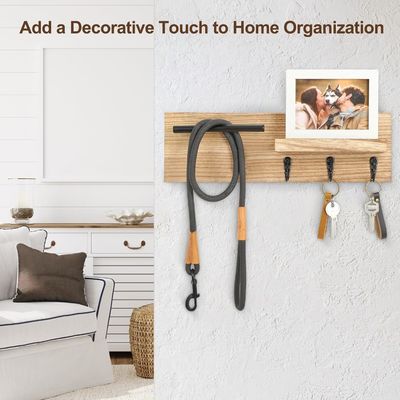 Multifunction Wooden Key Hanger with Shelf and Hooks A Space-Saving Solution