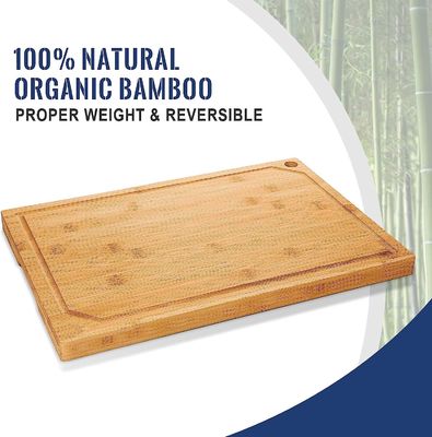 Stocked 4-Piece Bamboo Cutting Boards Set Pre Oiled with Juice Groove 16 x 1.8 x 12 inches