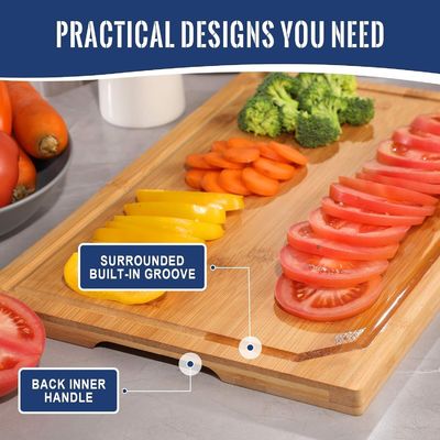 Stocked 4-Piece Bamboo Cutting Boards Set Pre Oiled with Juice Groove 16 x 1.8 x 12 inches