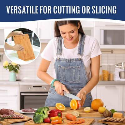 Stocked 4-Piece Bamboo Cutting Boards Set Pre Oiled with Juice Groove 16 x 1.8 x 12 inches