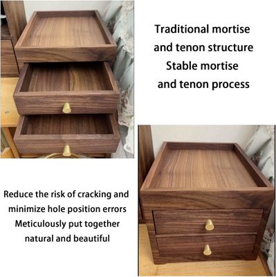 Silk-screen Printed Wooden Desktop Storage Box with Double Layers Drawers and More