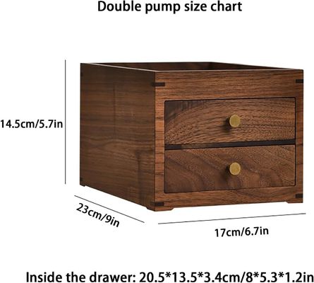Silk-screen Printed Wooden Desktop Storage Box with Double Layers Drawers and More