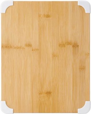 Sustainable 11X14 Inch White Nonslip Bamboo Cutting Board With Juice Groove Wood Chopping Board