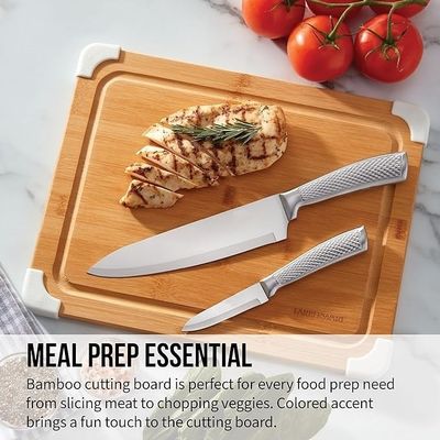 Sustainable 11X14 Inch White Nonslip Bamboo Cutting Board With Juice Groove Wood Chopping Board