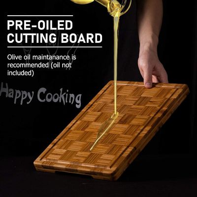 Sustainable Set of 3 Personalized Bamboo Chopping Boards with Juice Groove Large Size