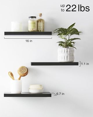 16In Black Mdf Floating Shelves Set Of 3 For Books Storage Room High Quantity Advantage