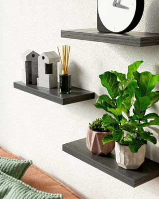 16In Black Mdf Floating Shelves Set Of 3 For Books Storage Room High Quantity Advantage