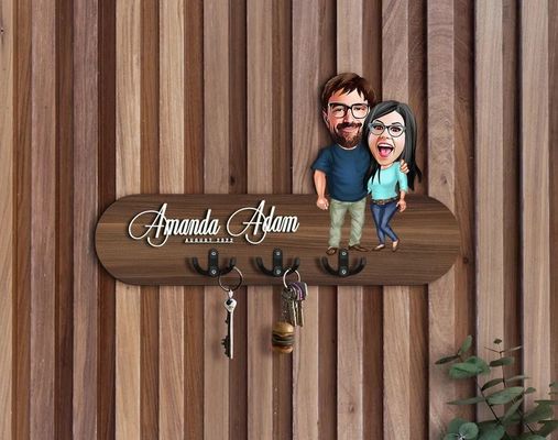 Customized Logo Wooden Key Holder Entryway Organizer for Personalized Home Storage