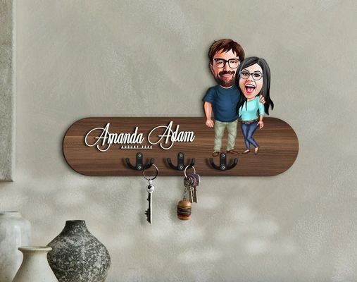 Customized Logo Wooden Key Holder Entryway Organizer for Personalized Home Storage