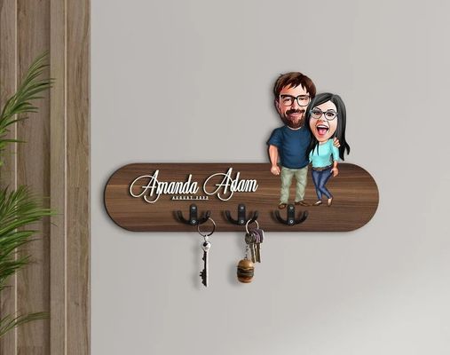 Customized Logo Wooden Key Holder Entryway Organizer for Personalized Home Storage