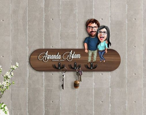 Customized Logo Wooden Key Holder Entryway Organizer for Personalized Home Storage