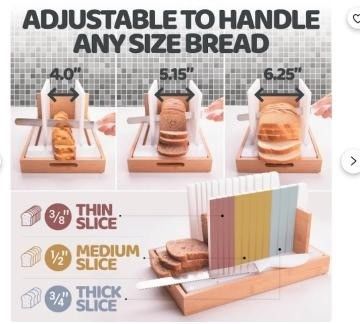 Wooden Bread Slicer with Anti-Slip Silicone and Super Stable Base Handmade Wood Cutter