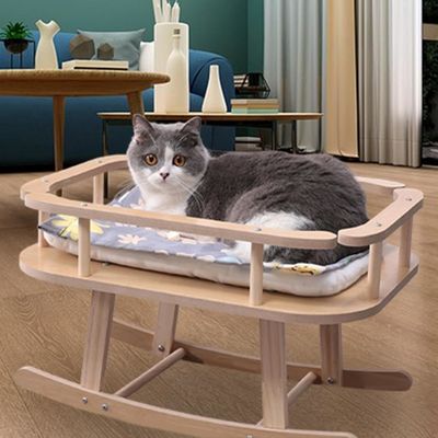 TIMBER Wooden Cat and Small Dog Bed Portable Elevated Pet Bed Swing Chair for Relaxing