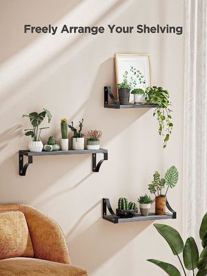 Farmhouse Rustic Wooden Floating Shelves Set of 3 for Dining Room Storage up to 55Lbs
