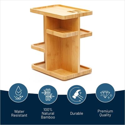 Custom Bamboo 360 Degree Rotating Makeup Organizer for Organizing Beauty Essentials