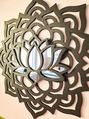 BOHO MANDALA Wall Mirror Lotus Flower Sunburst Yoga Meditation Wooden Wall Art Decor