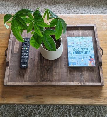 Custom Engraved Wooden Serving Tray Rustic Style for Coffee Table Display and Cup Holder