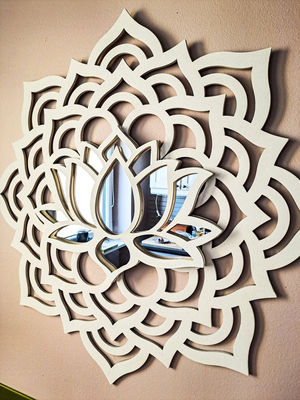 BOHO MANDALA Wall Mirror Lotus Flower Sunburst Yoga Meditation Wooden Wall Art Decor