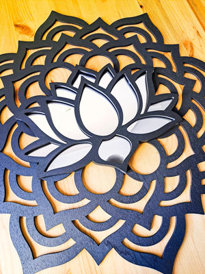 BOHO MANDALA Wall Mirror Lotus Flower Sunburst Yoga Meditation Wooden Wall Art Decor