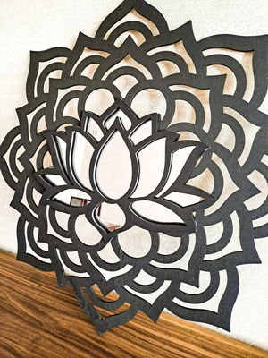 BOHO MANDALA Wall Mirror Lotus Flower Sunburst Yoga Meditation Wooden Wall Art Decor
